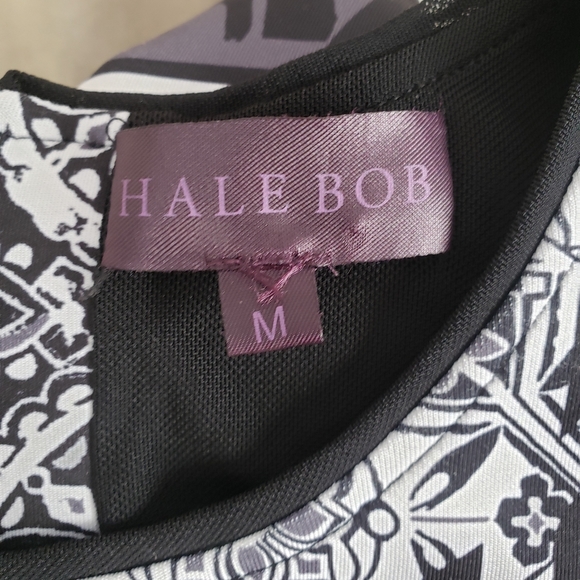 NWOT Hale Bob black & white floral geometric print illusion dress Womens… - Picture 7 of 7
